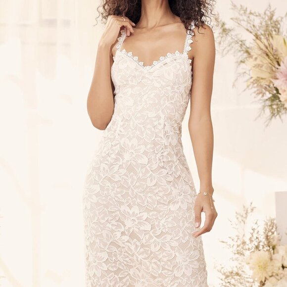 NWT Lulus All My Love For You White Lace Sleeveless Midi Dress - Picture 2 of 9
